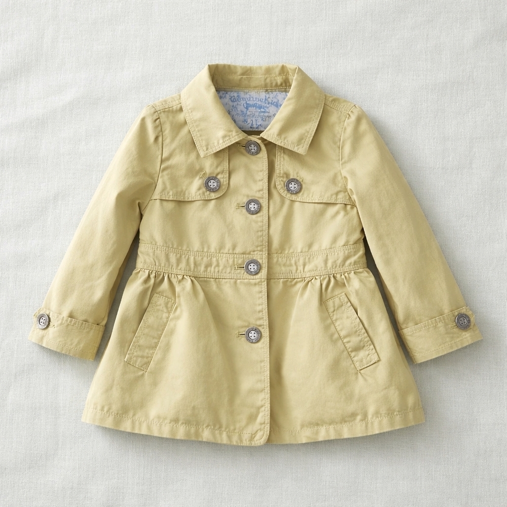 5/$25 Genuine Kids OshKosh Toddler Girl Yellow Trench Coat Jacket 2T